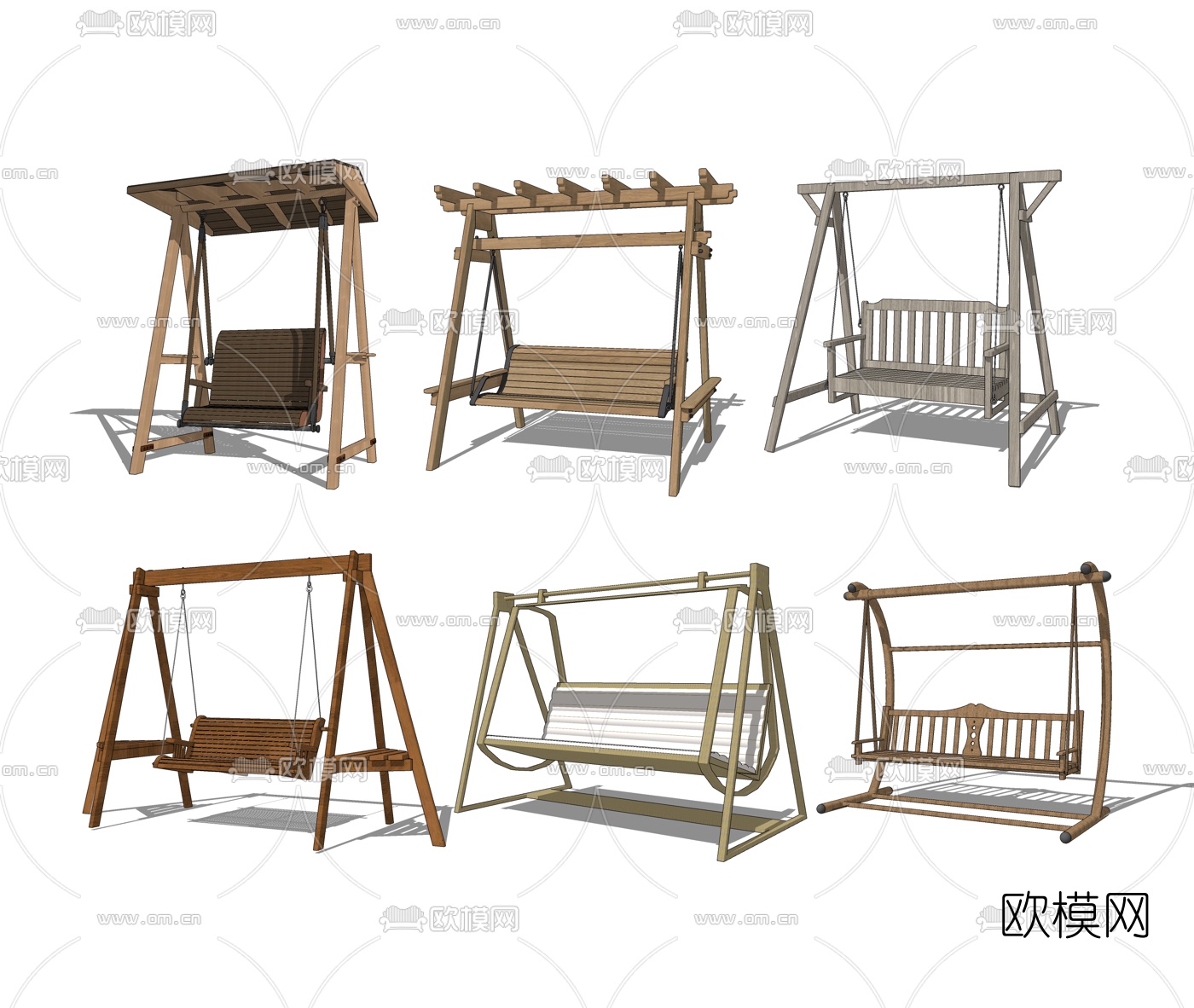 现代户外秋千吊椅su模型下载