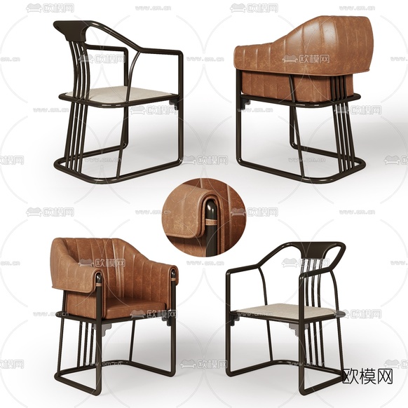 新中式皮革圈椅3d模型下载