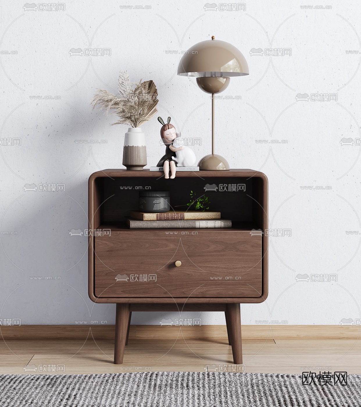 北欧原木床头柜3d模型下载（渲染图3）