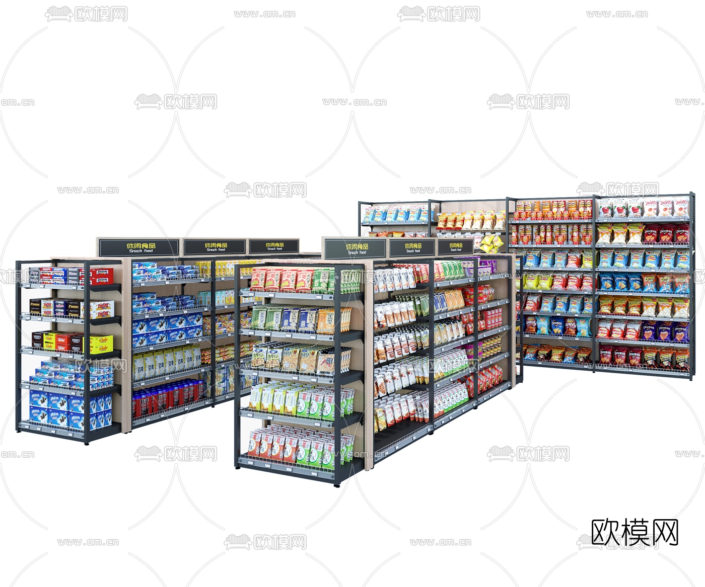 现代超市食品货架3d模型