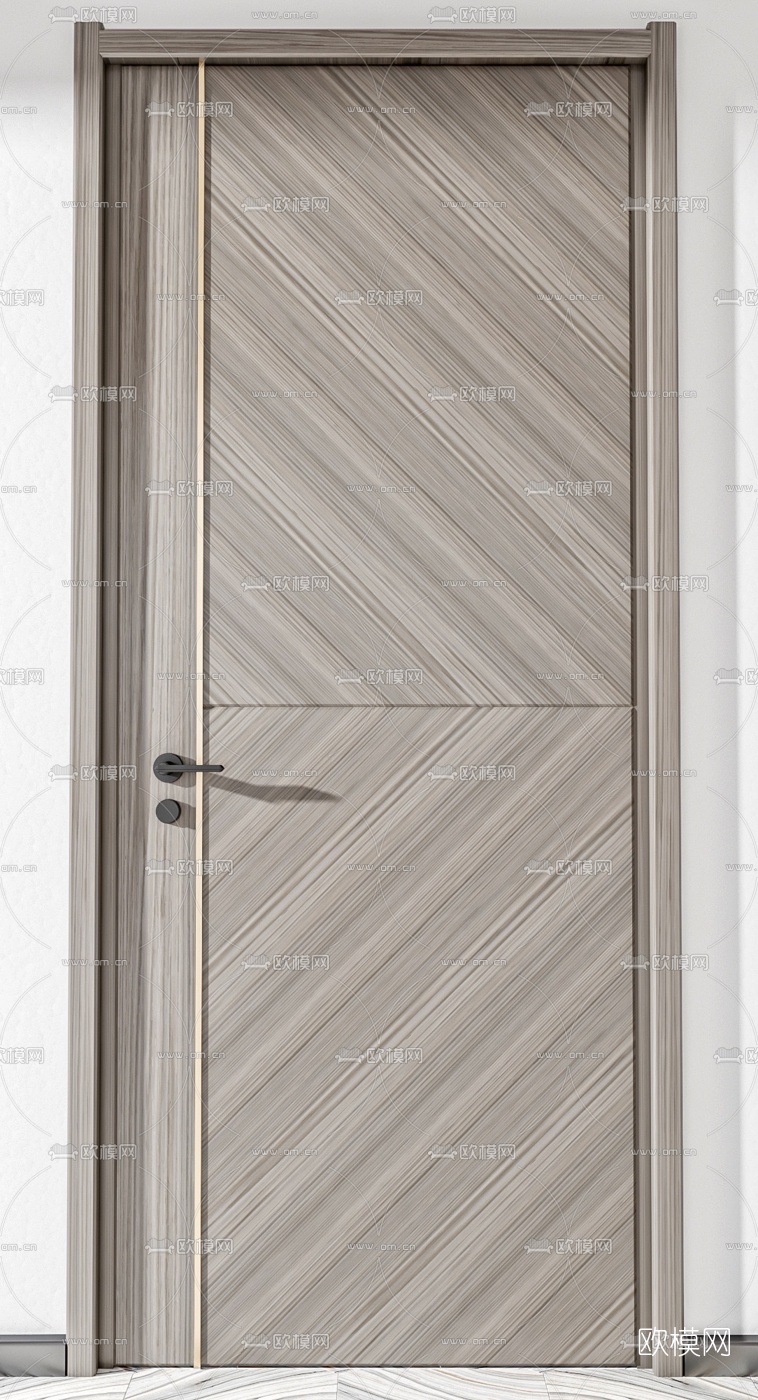 北欧原木单开门3d模型下载（渲染图2）