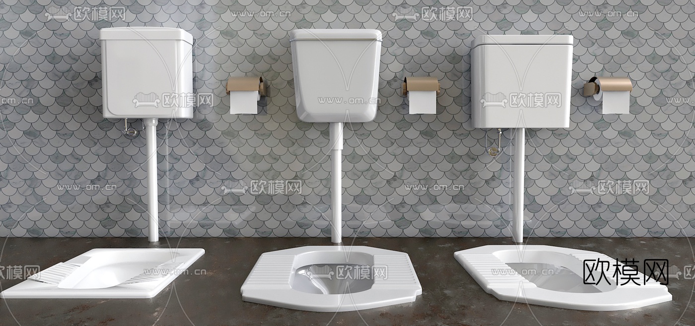 现代蹲便器冲水箱3d模型下载