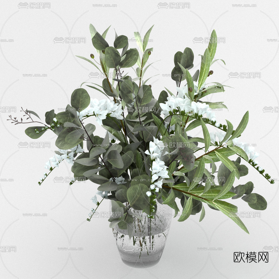 现代花瓶插花花卉3d模型