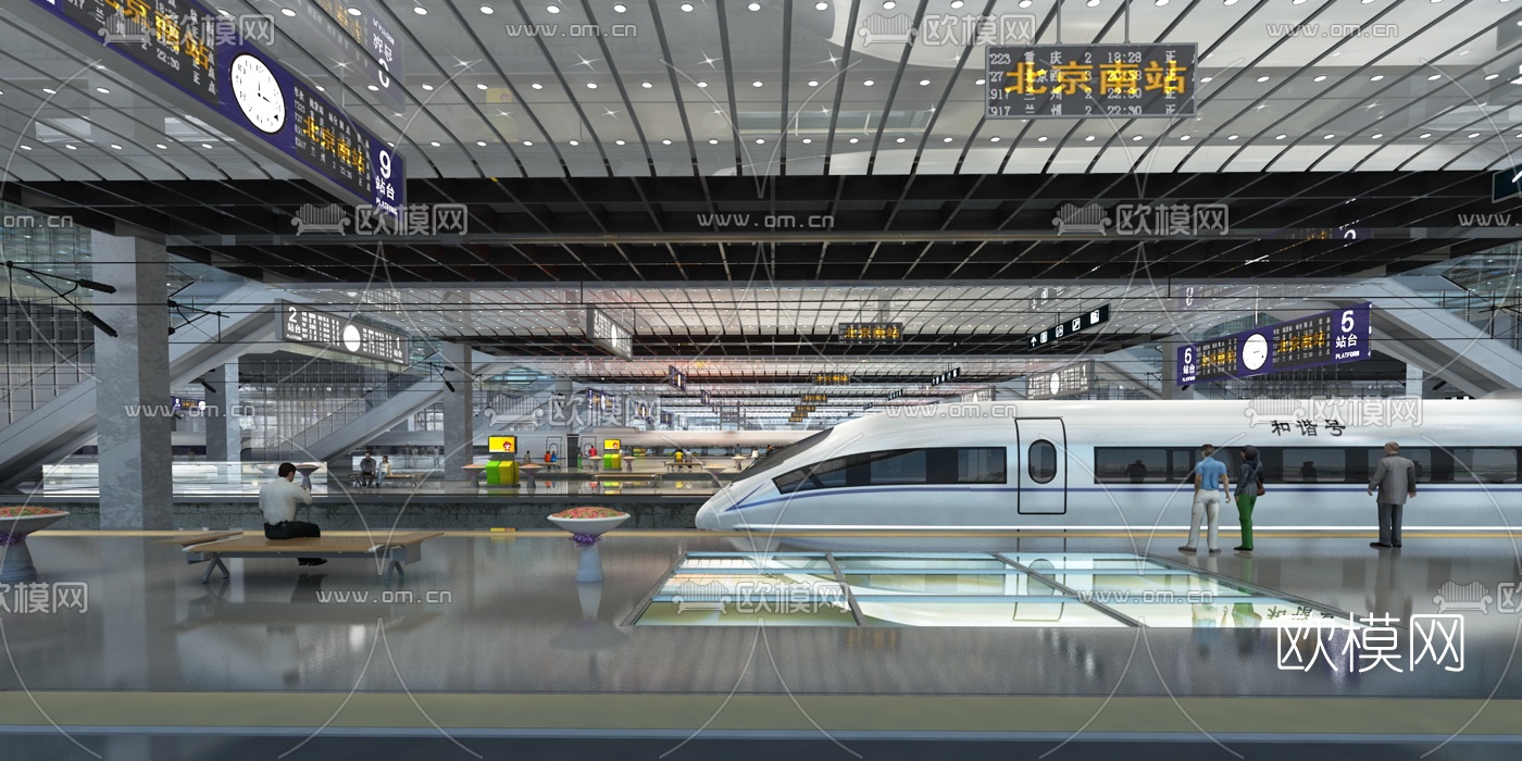 现代火车站3d模型下载