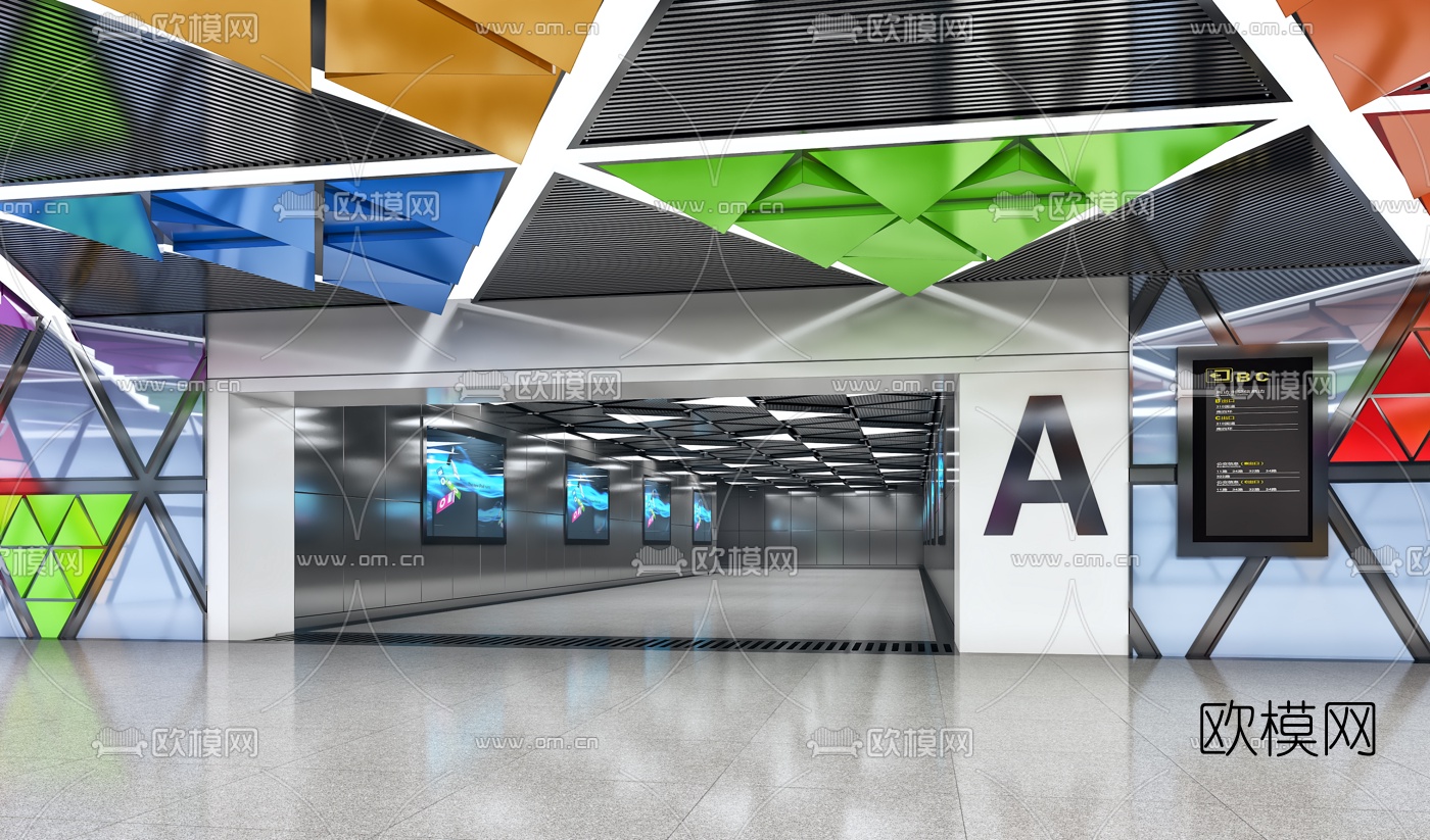 现代地铁通道走廊3d模型