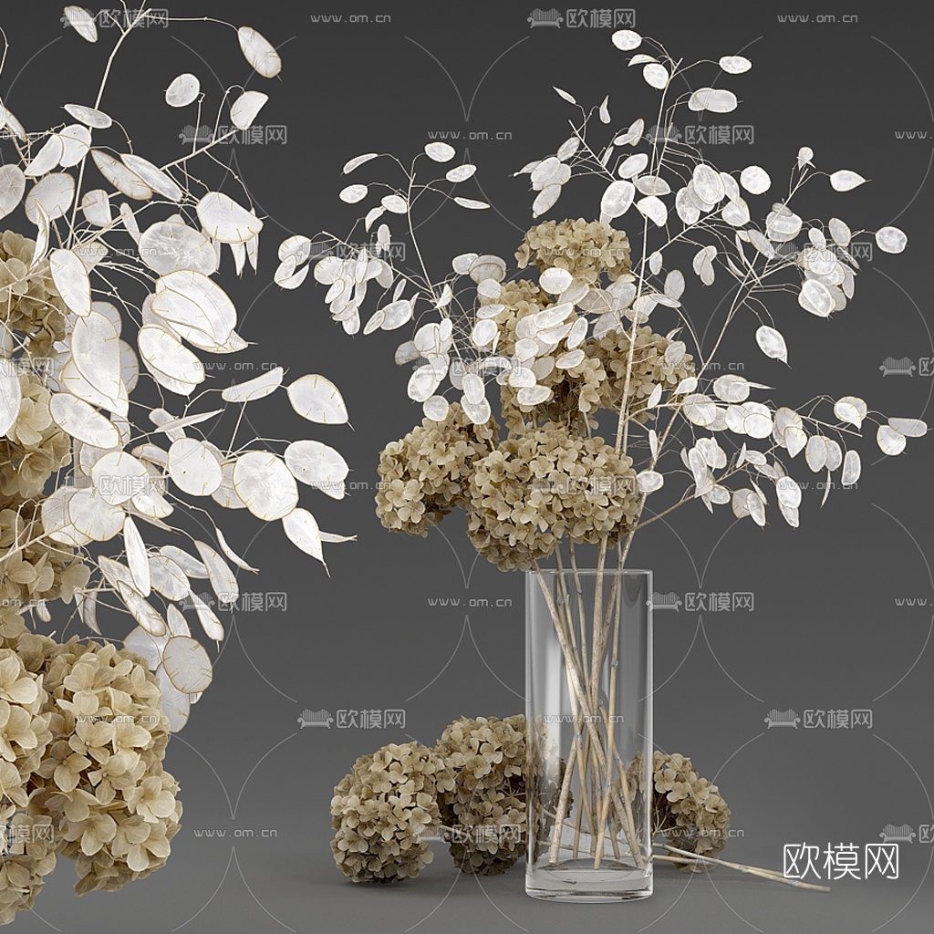 现代干花花瓶插花3d模型