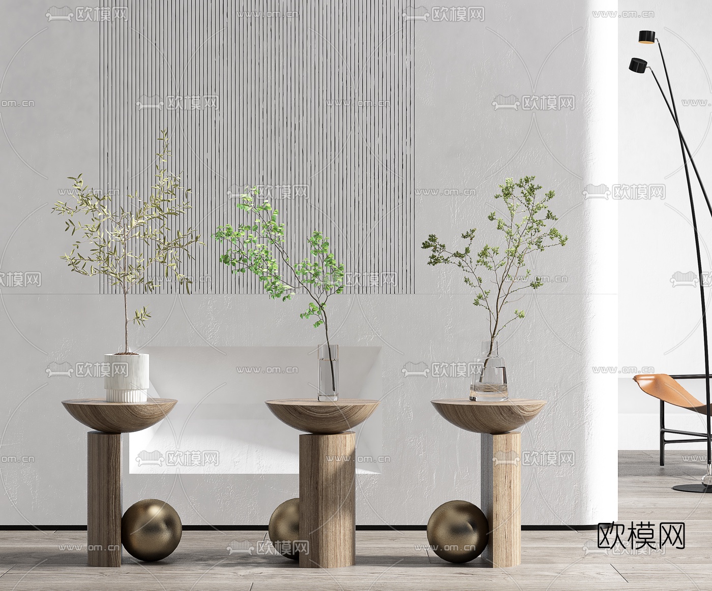 现代绿植花瓶3d模型下载