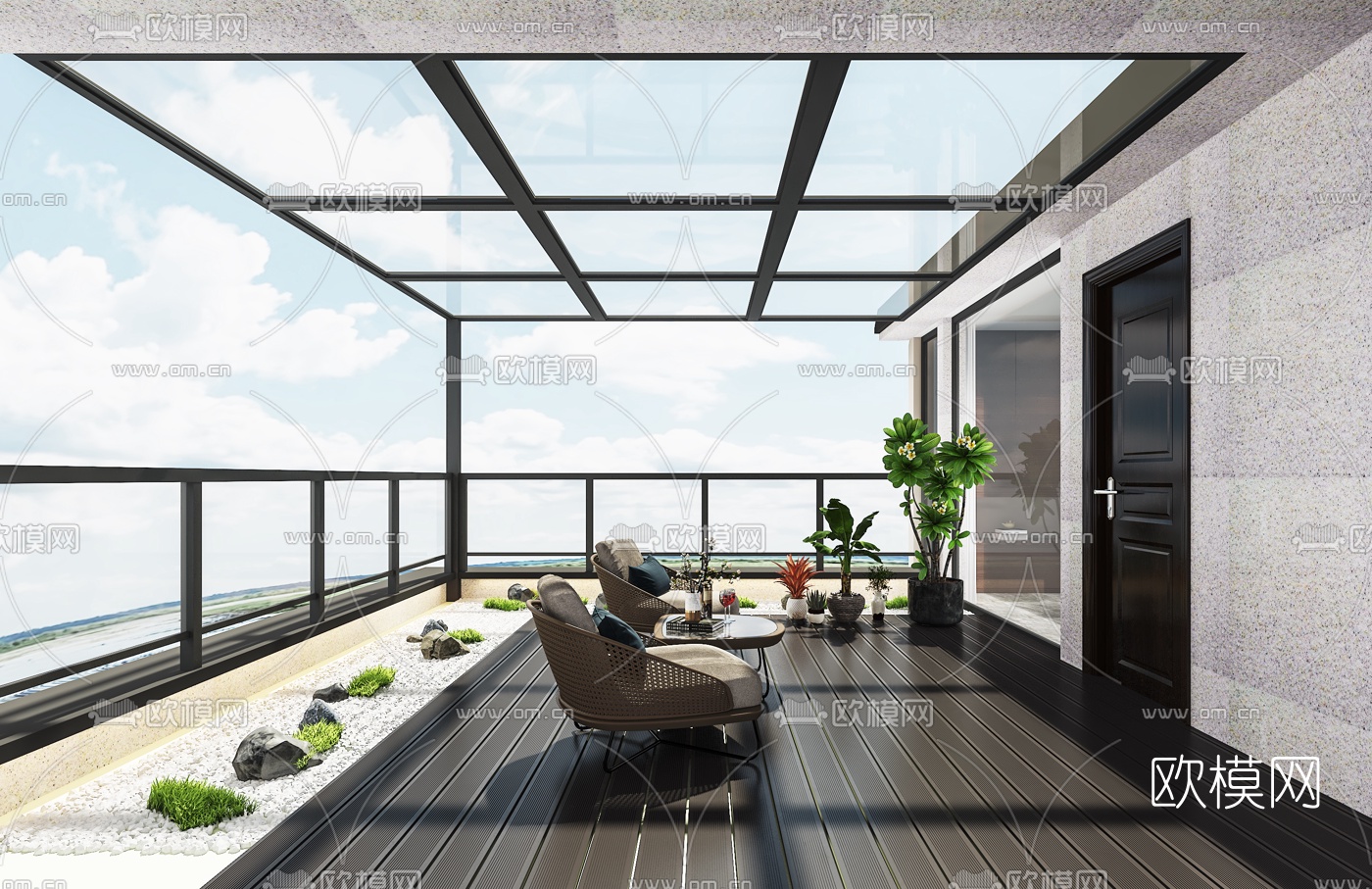 现代休闲阳台免费3d模型下载