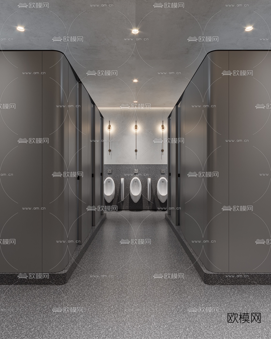 现代公共卫生间3d模型下载（渲染图1）