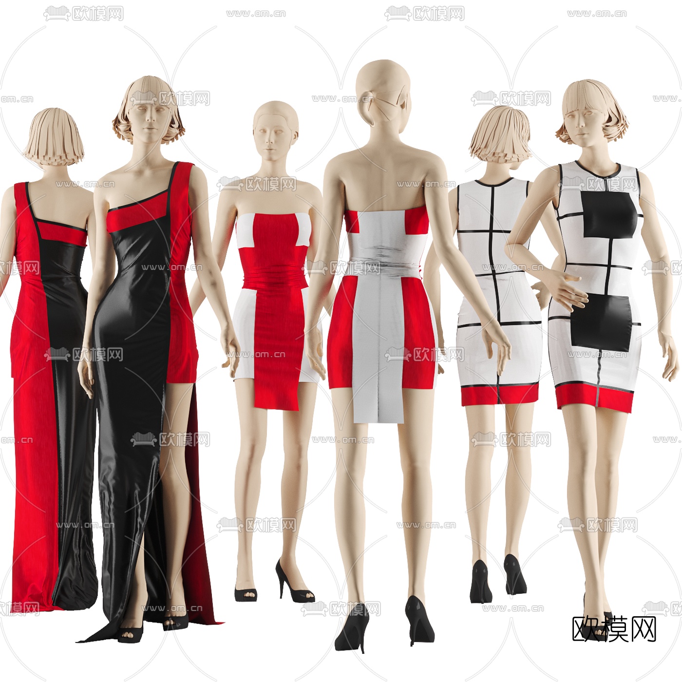 现代时尚女装店模特3d模型下载