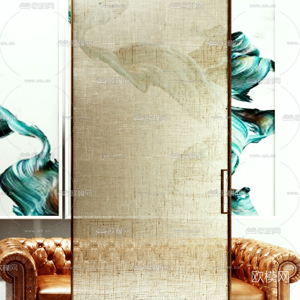 中式简约屏风3d模型下载（渲染图1）