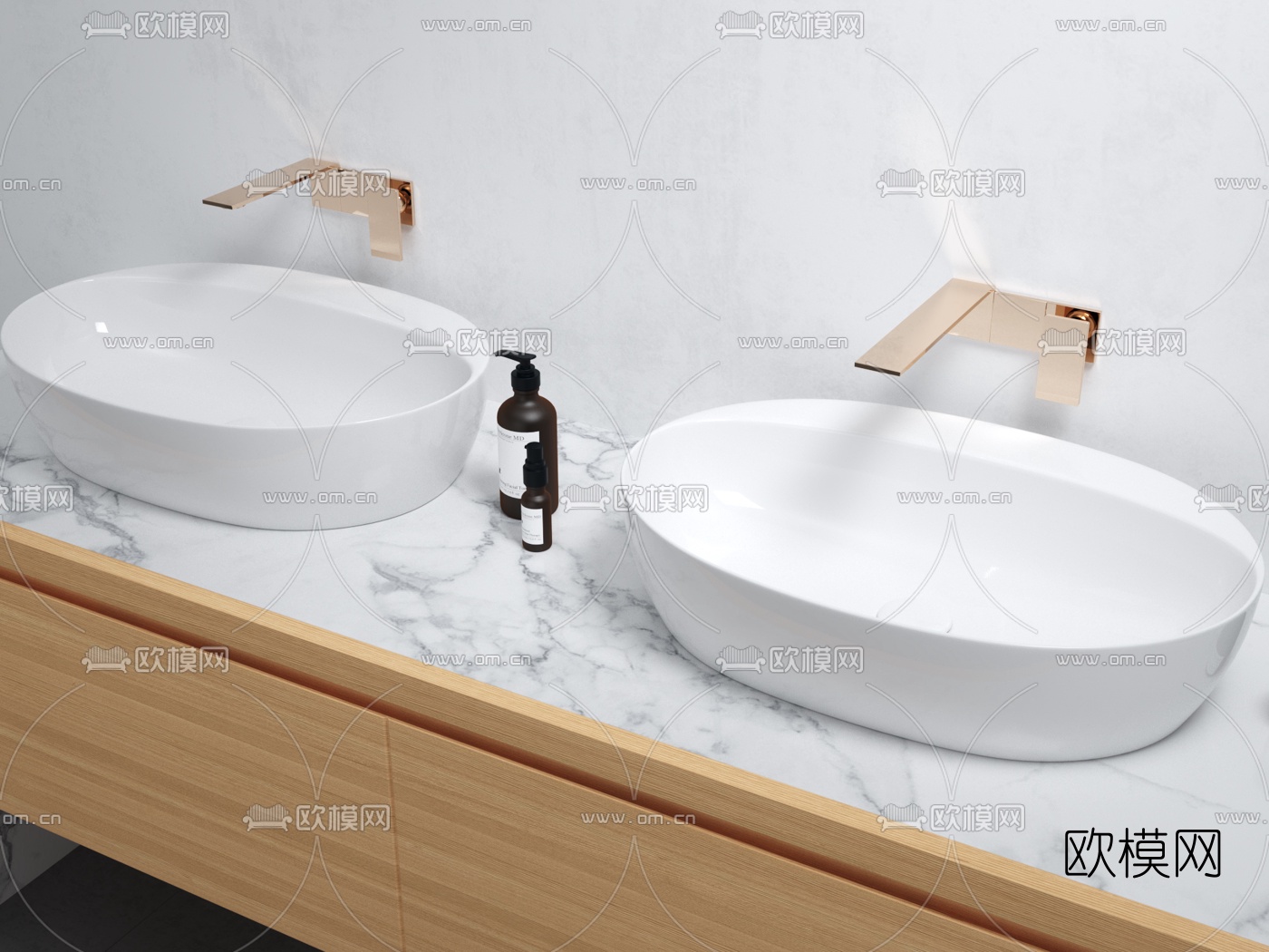 现代台盆洗手台3d模型