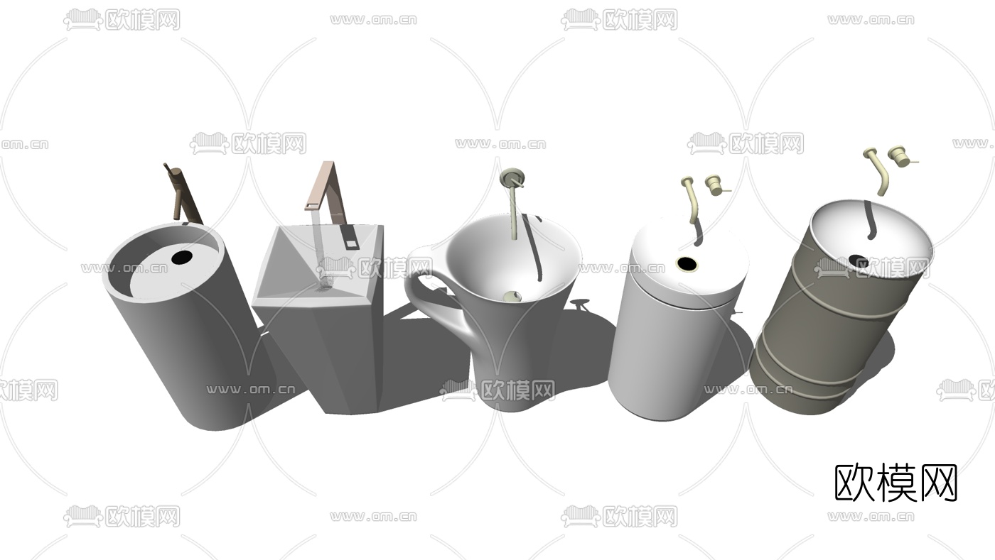 现代洗手台su模型下载（渲染图1）