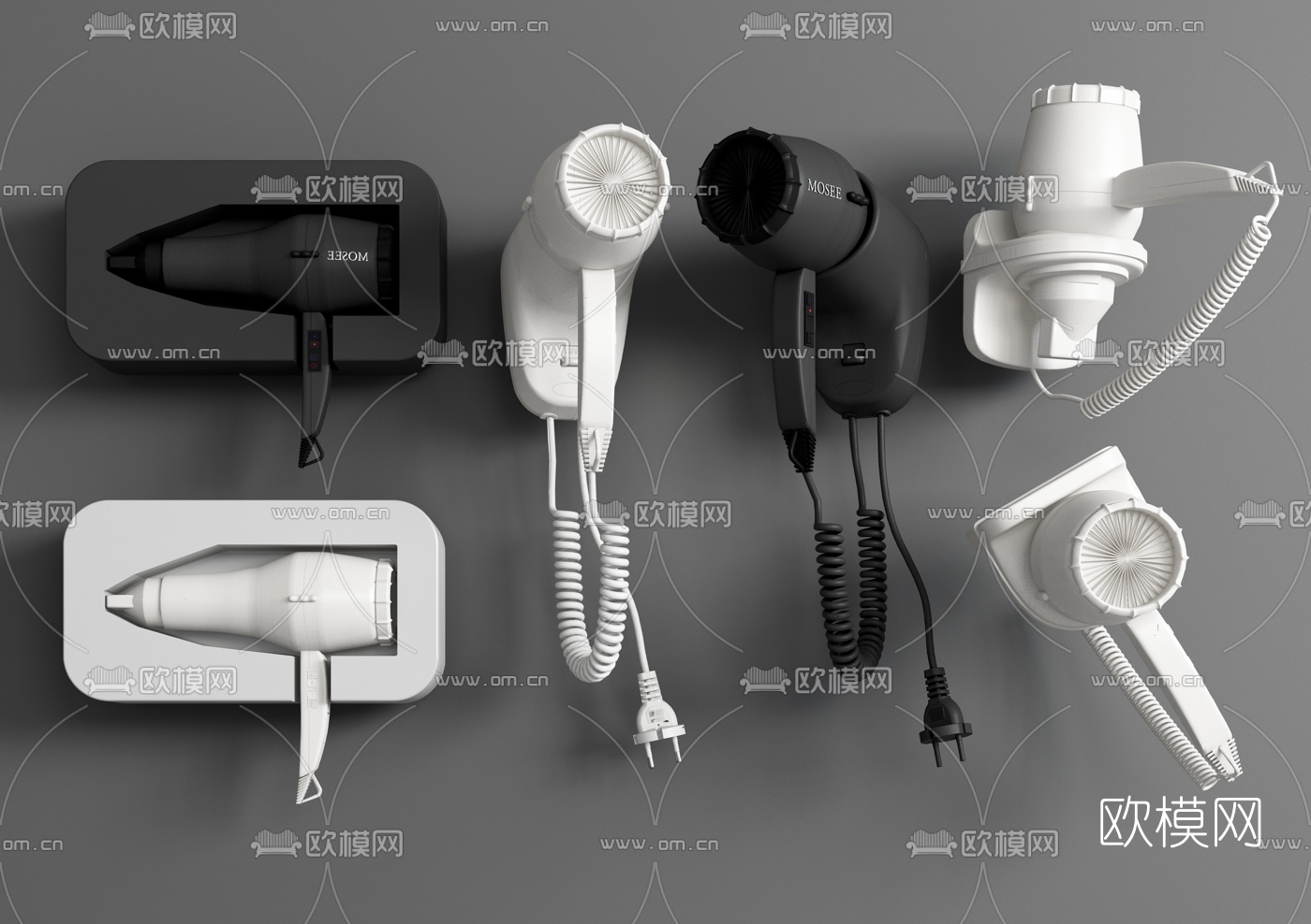现代壁挂式吹风机3d模型