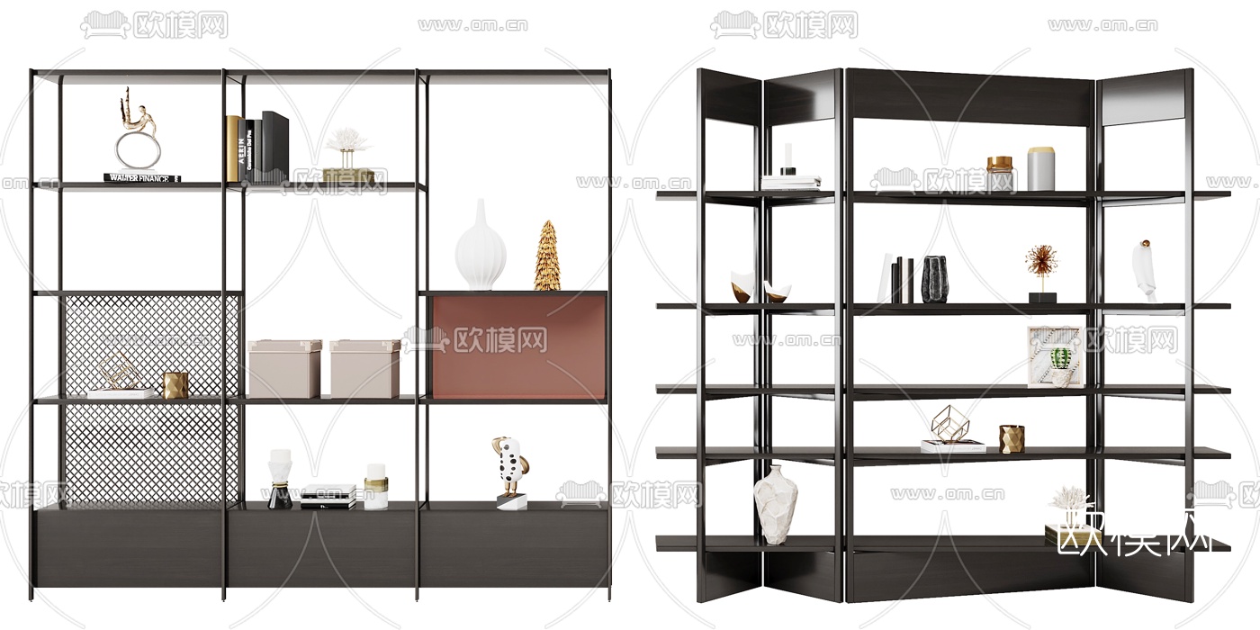 现代轻奢装饰架3d模型下载（渲染图3）