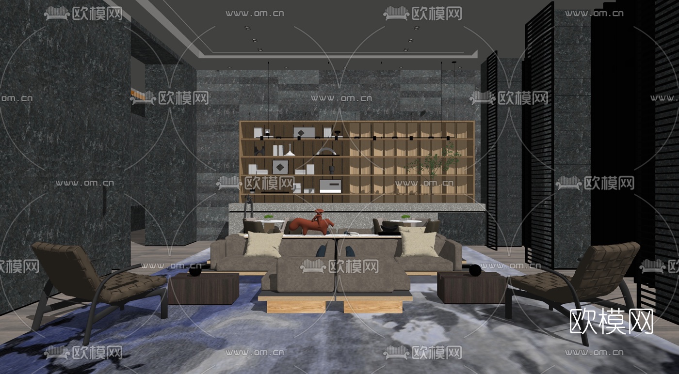 现代售楼处洽谈区su模型下载（渲染图2）