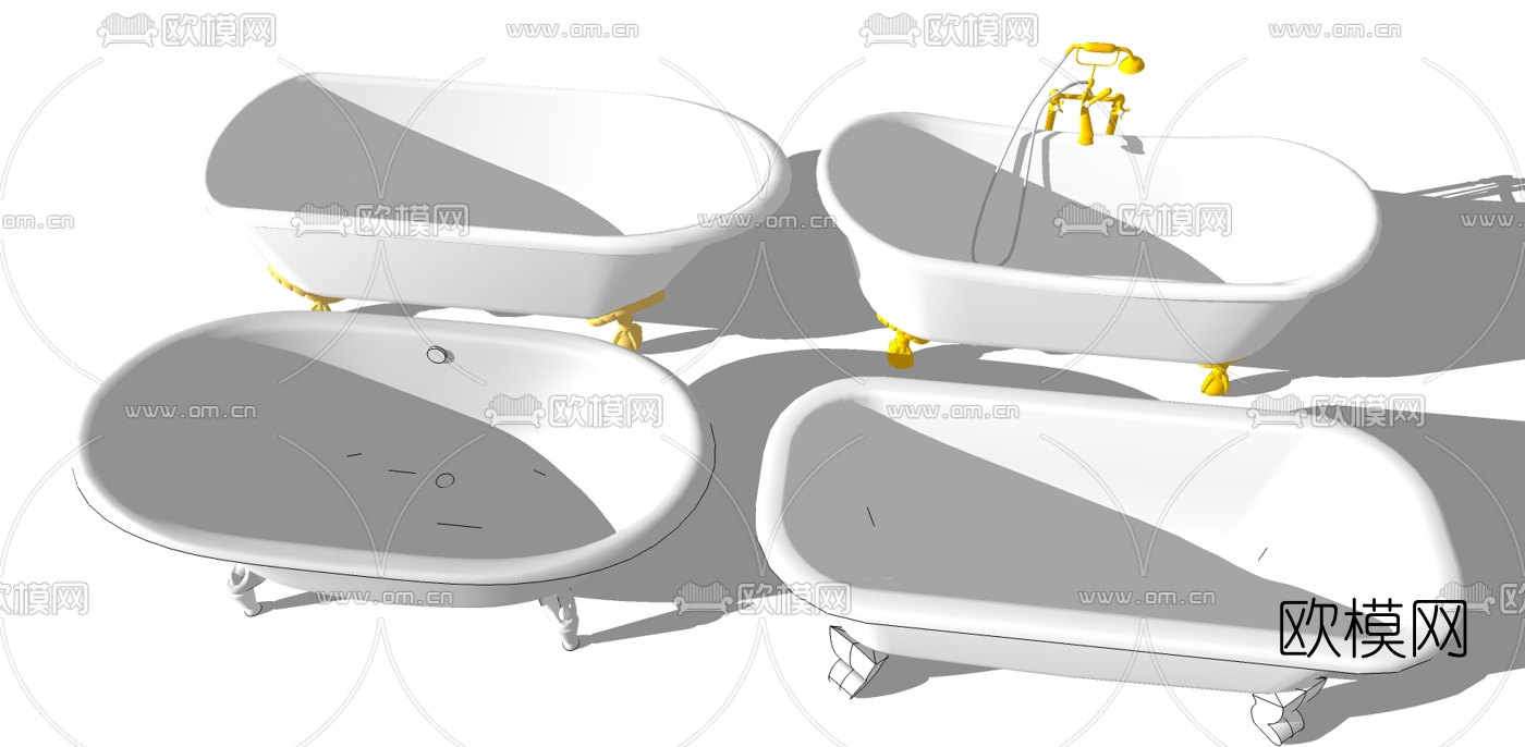 现代陶瓷浴缸su模型下载