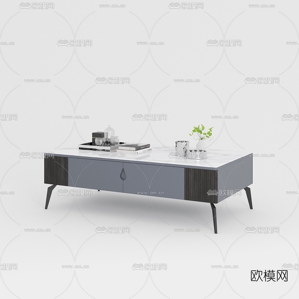 北欧休闲轻奢茶几组合免费3d模型下载(渲染图4)