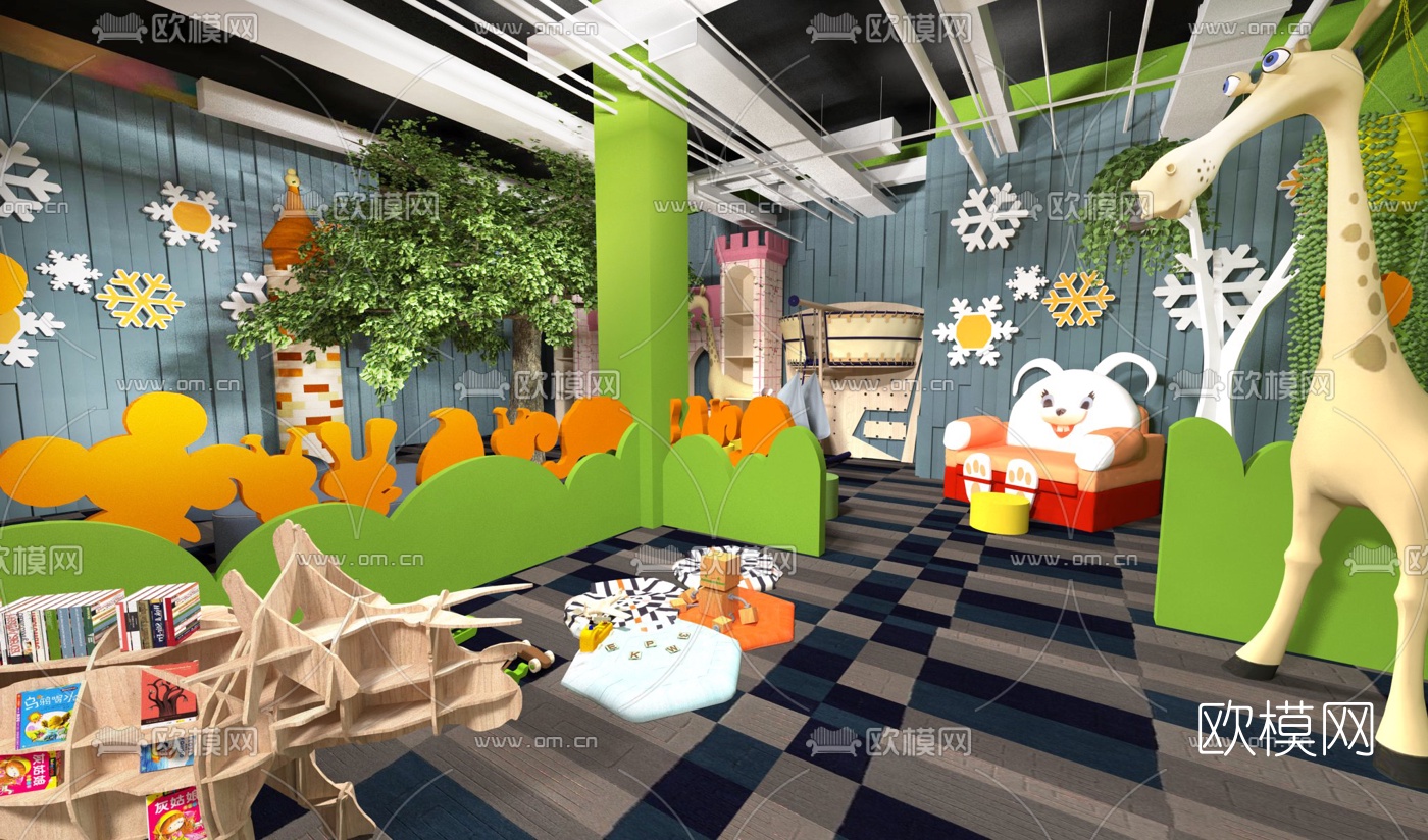 现代儿童活动中心su模型下载（渲染图3）