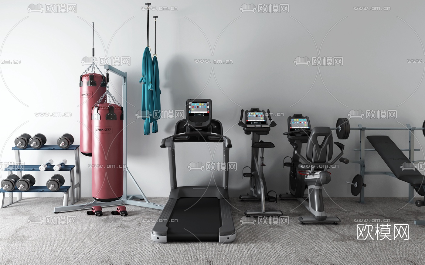 现代跑步机健身器材3d模型下载