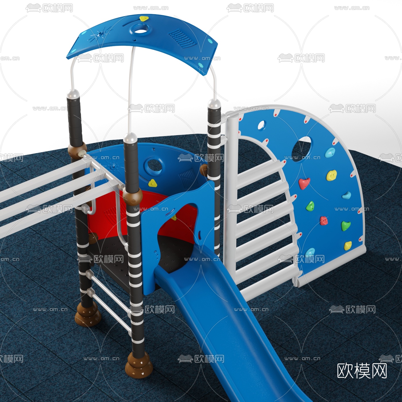 现代简易组合儿童滑梯滑索3d模型