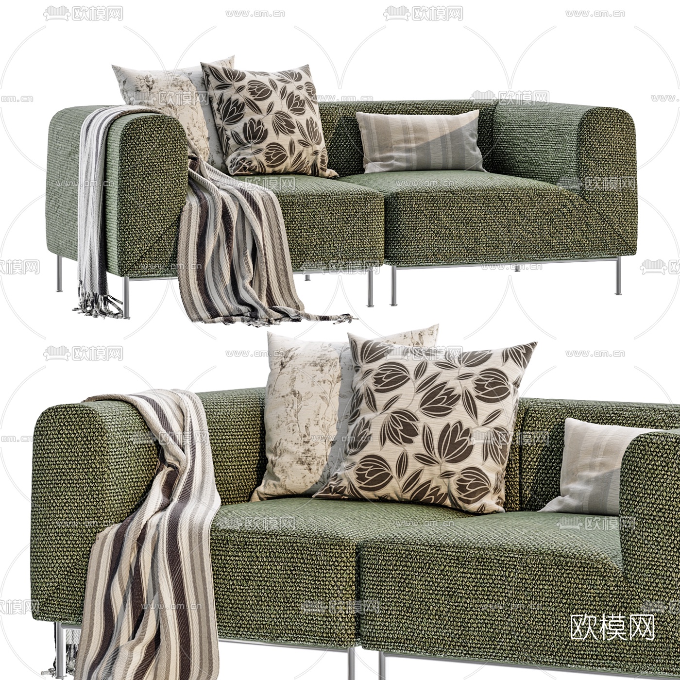 现代布艺双人沙发3d模型下载
