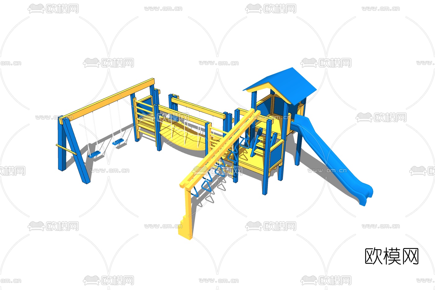 现代儿童滑梯免费su模型下载