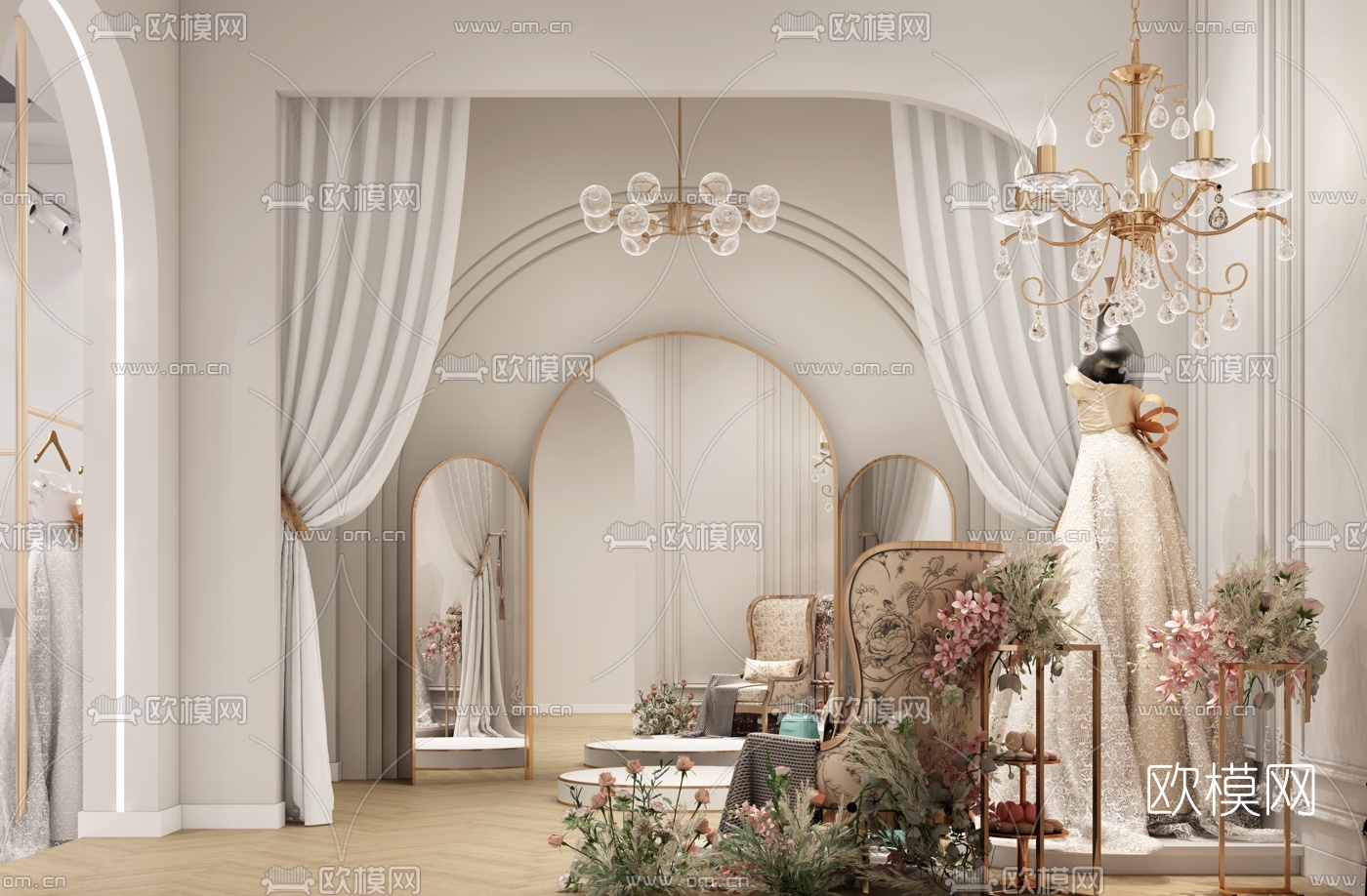 现代婚纱店3d模型下载（渲染图2）