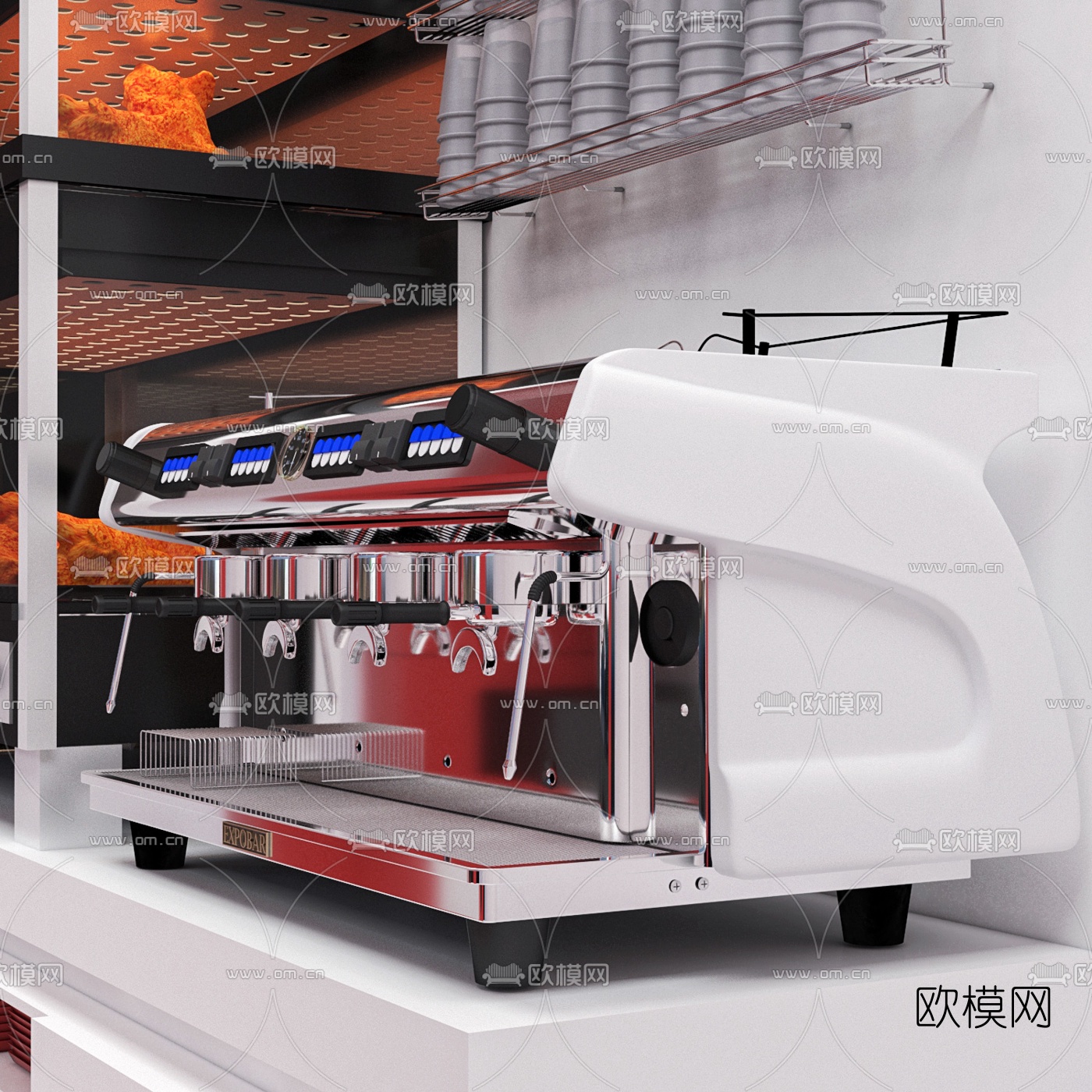 现代汉堡炸鸡快餐店3d模型