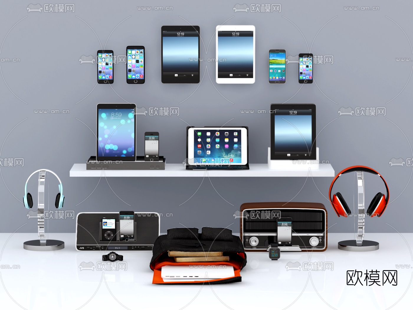 现代简约手机耳机3d模型