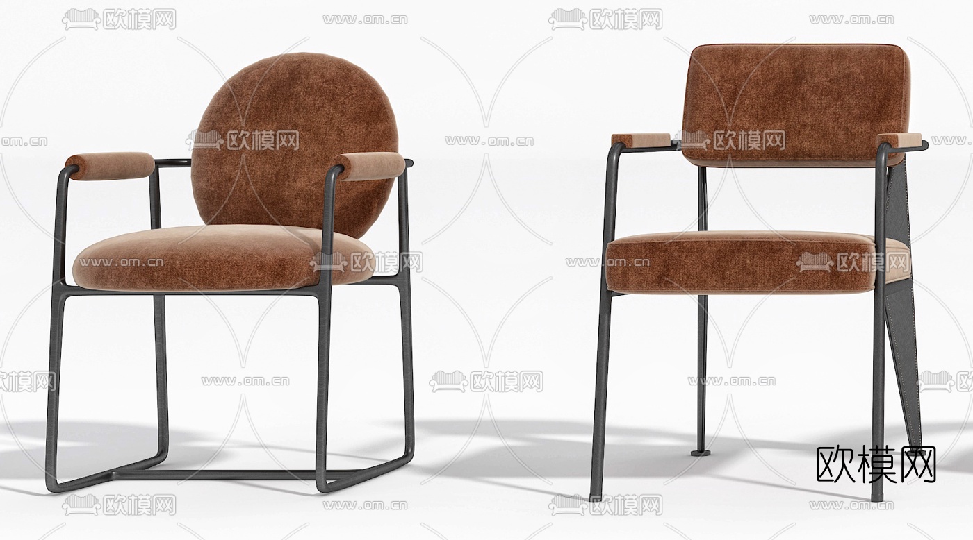 现代绒布单椅3d模型下载（渲染图3）