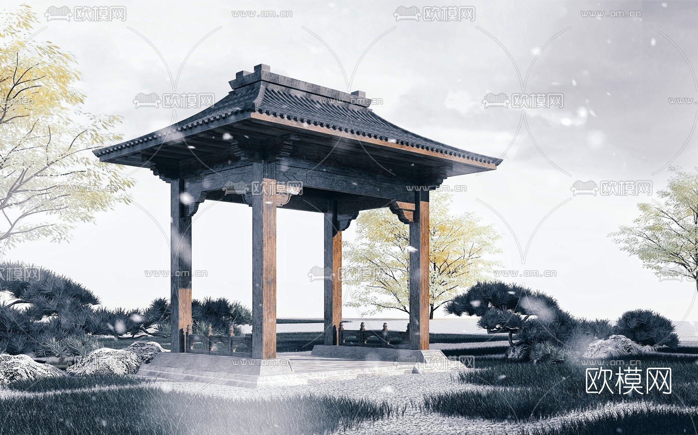 中式凉亭景观亭3d模型
