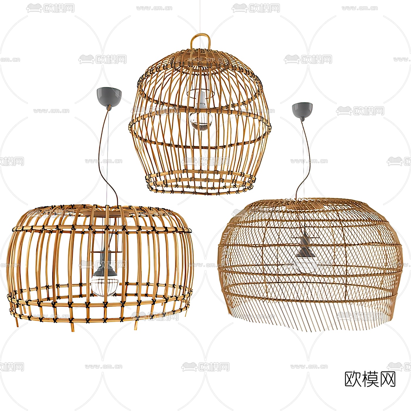 东南亚竹编吊灯3d模型下载（渲染图1）