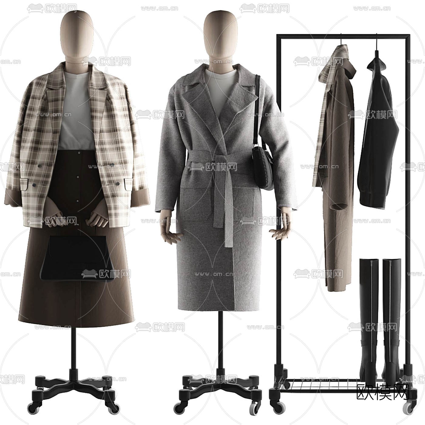 现代服饰模特衣架3d模型