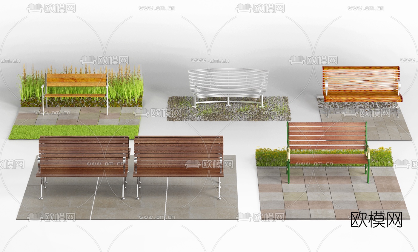 现代户外公共坐椅3d模型下载
