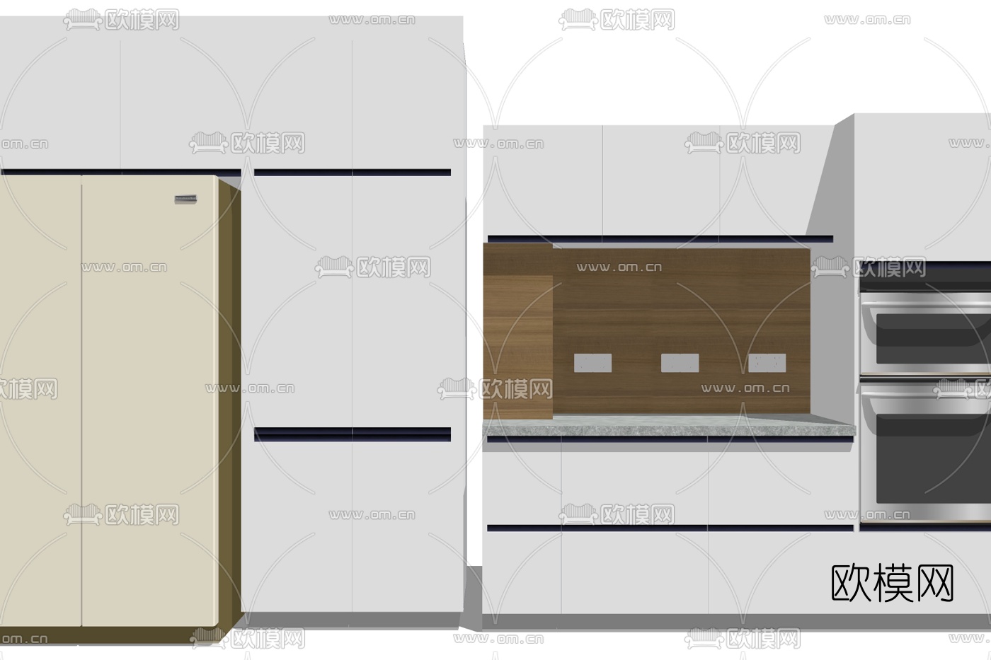 现代橱柜su模型下载