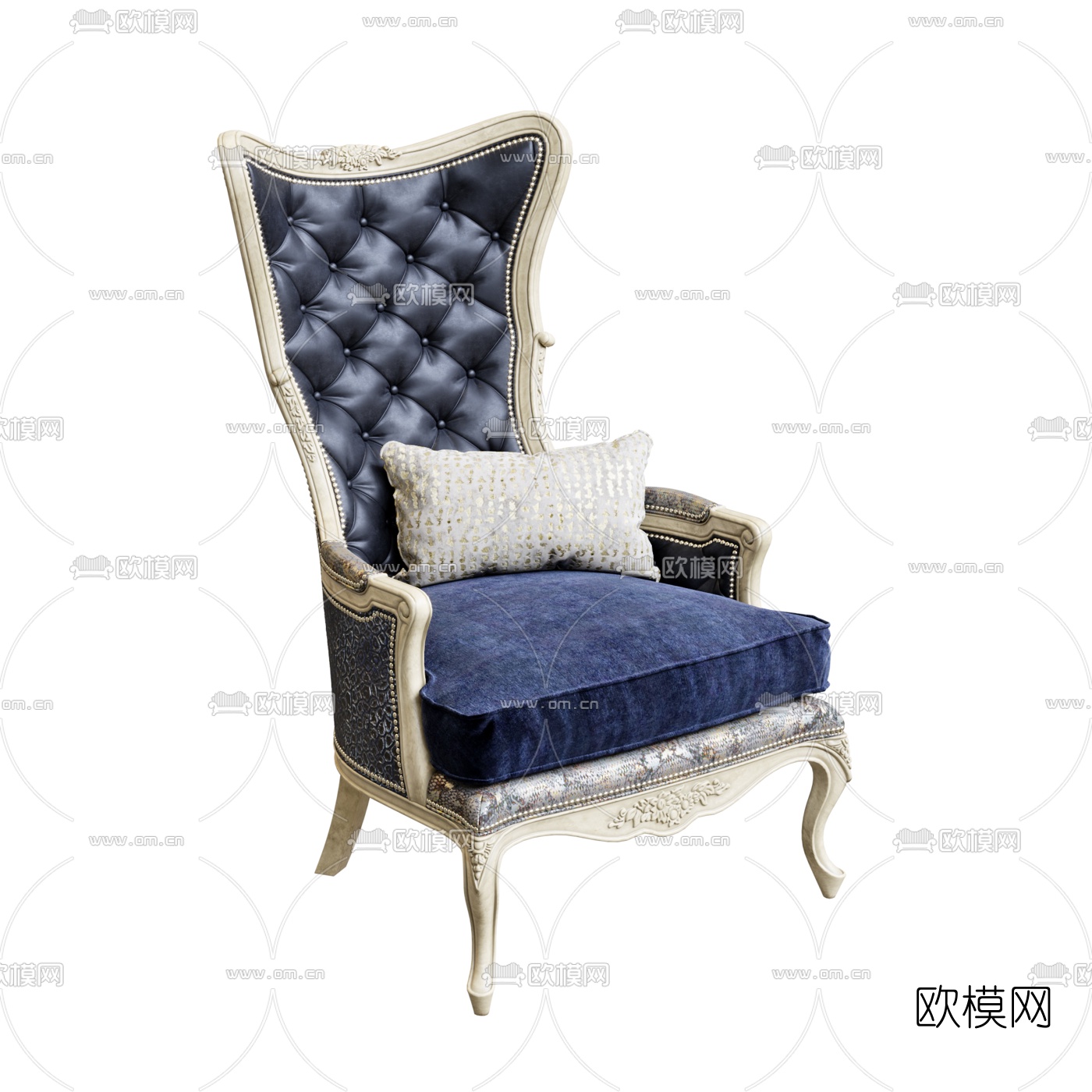美式复古雕花沙发椅3d模型-免费3dmax模型库-欧模网