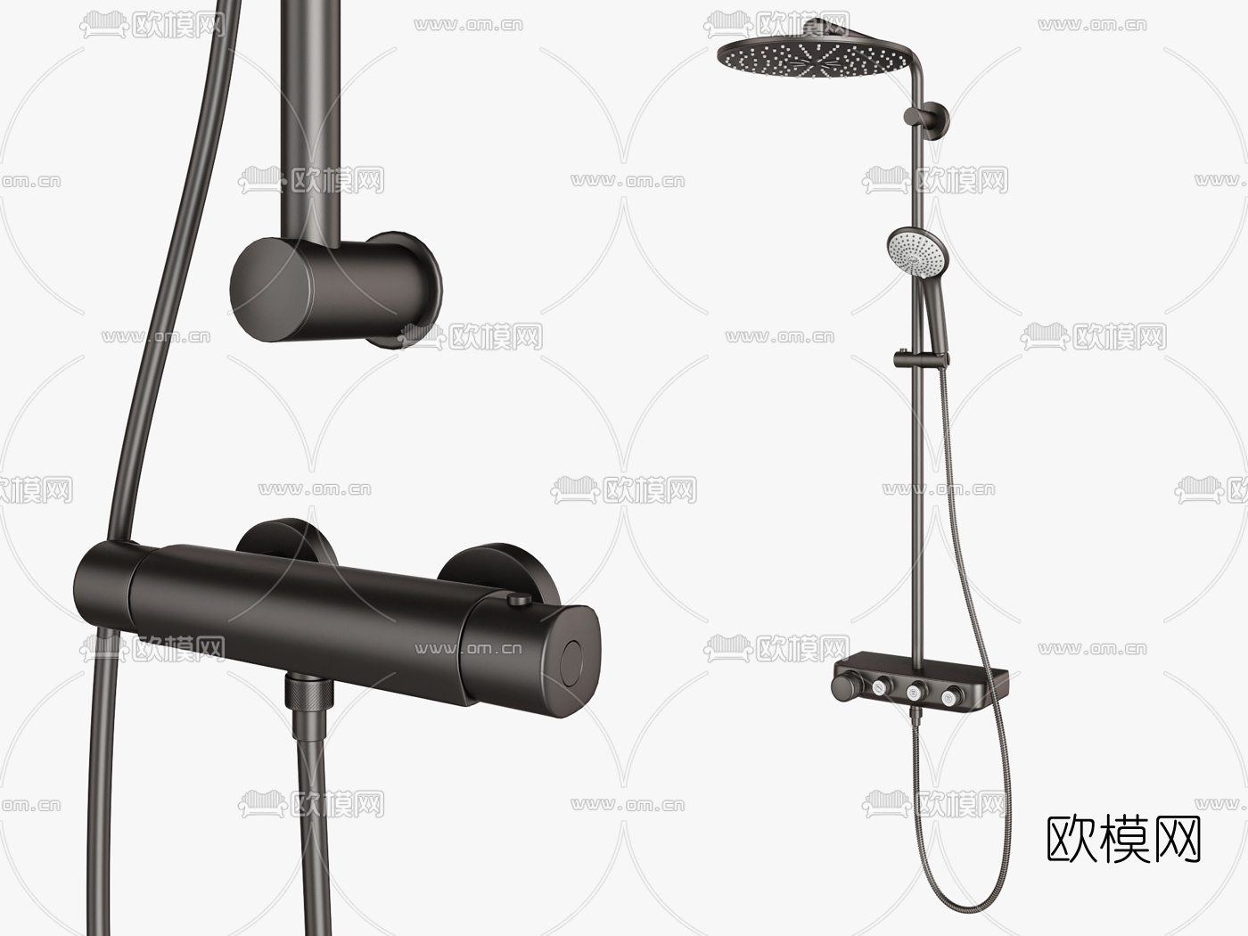 现代淋浴花洒喷头3d模型下载（渲染图2）