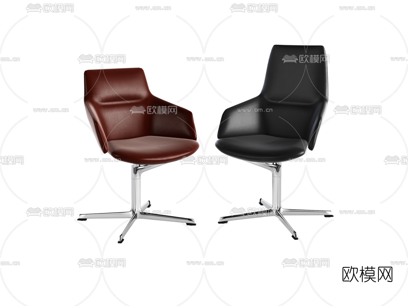 现代皮革办公椅转椅3d模型下载