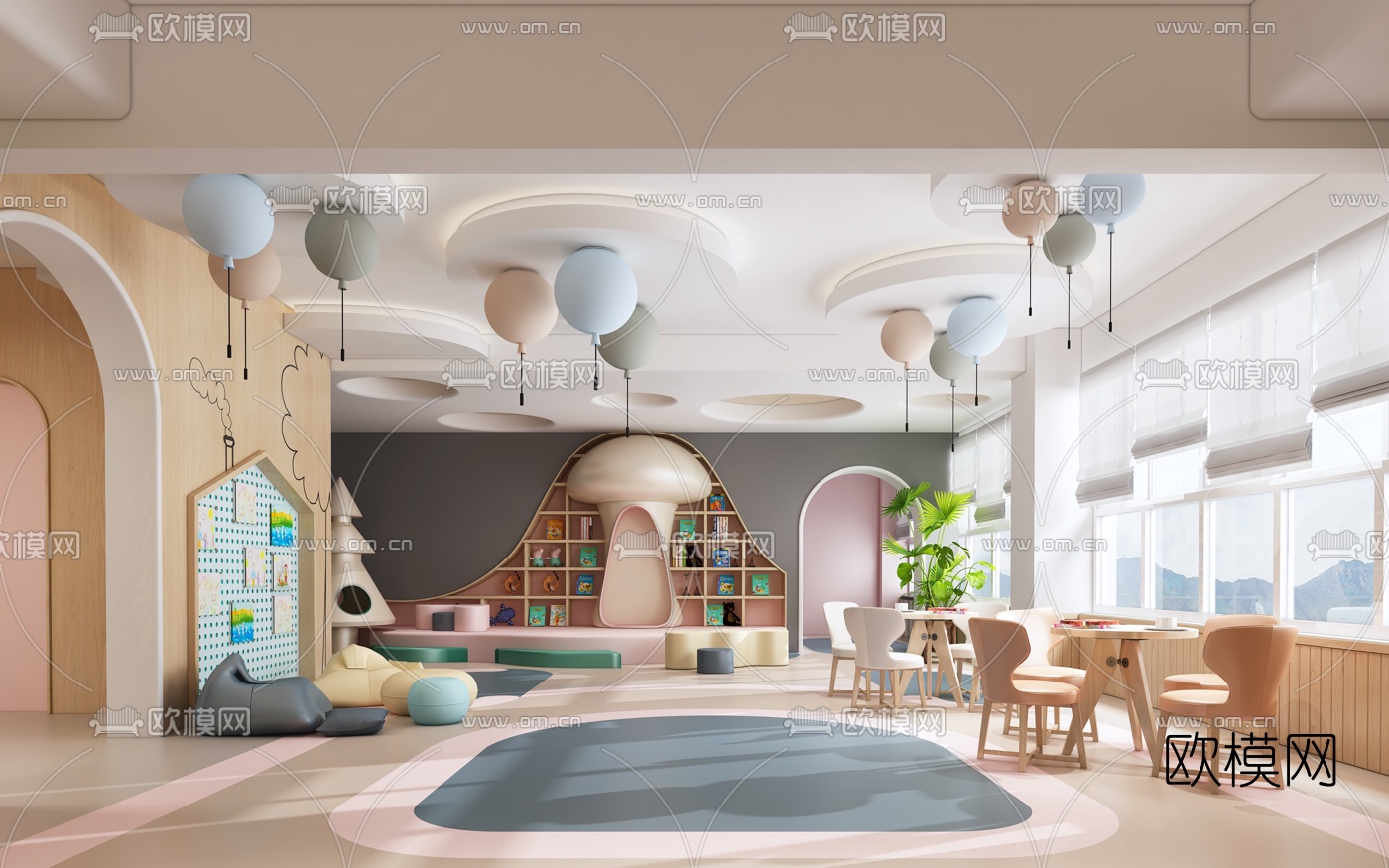 现代幼儿园活动室3d模型