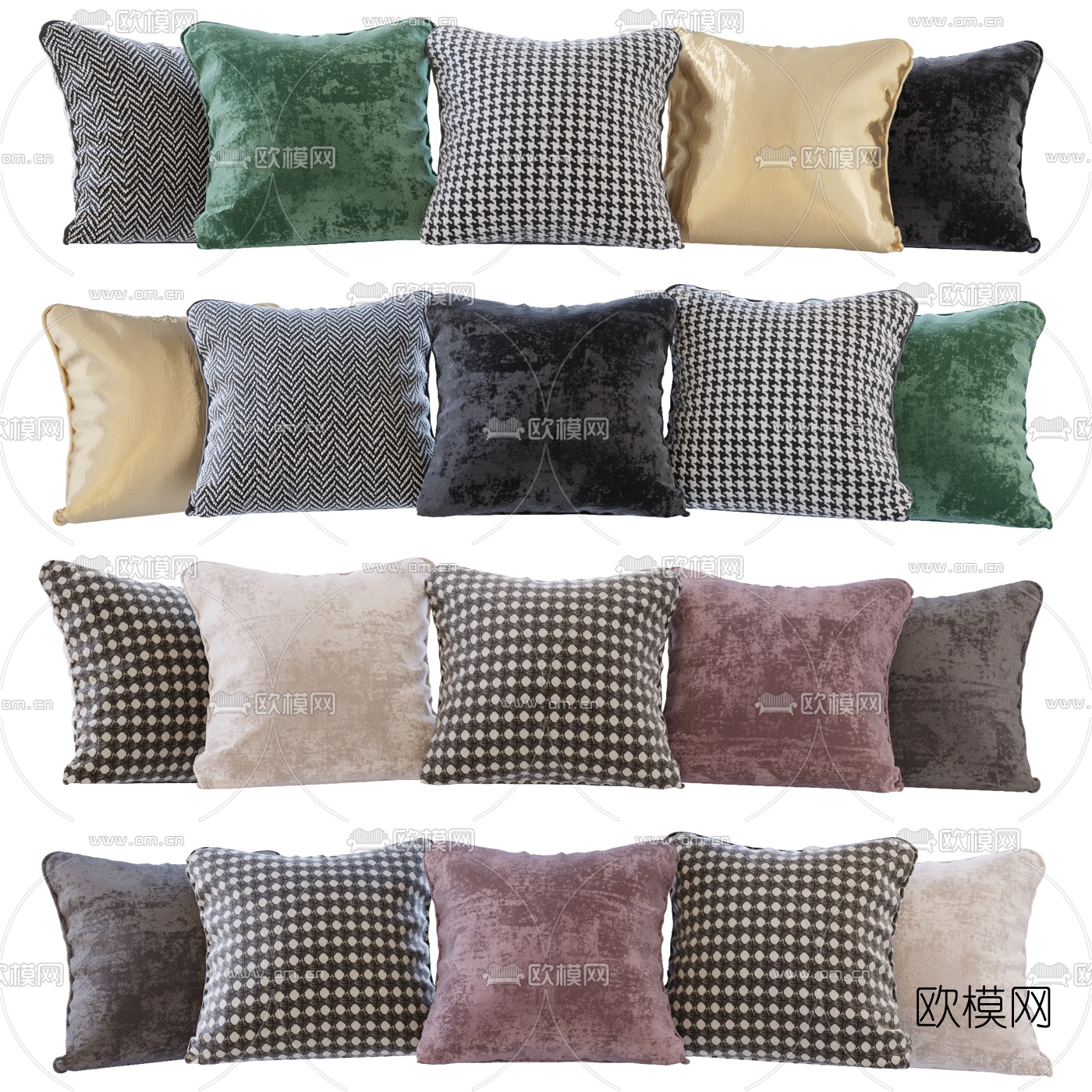 现代布艺抱枕3d模型下载（渲染图1）