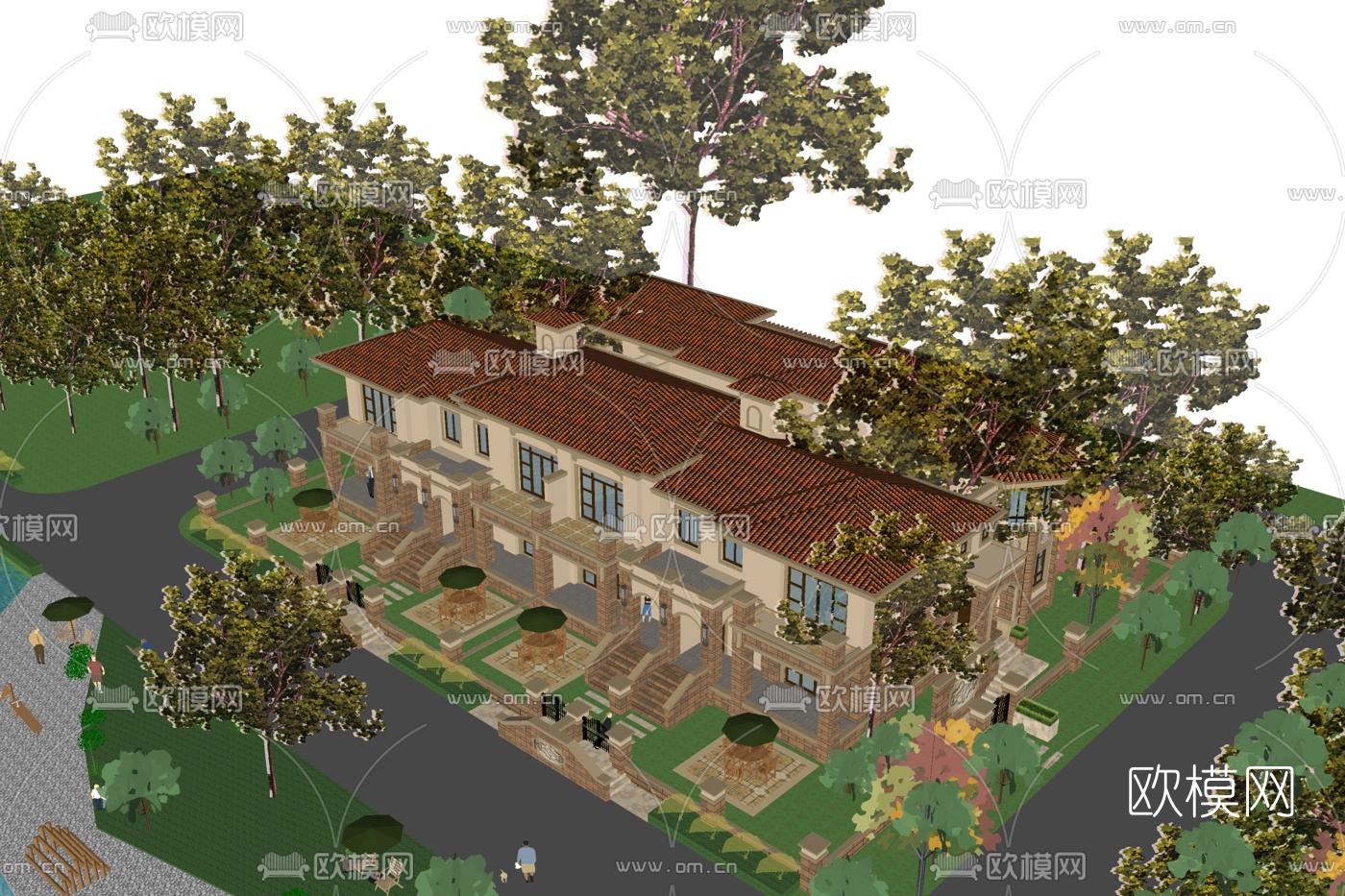欧式别墅外观su模型下载