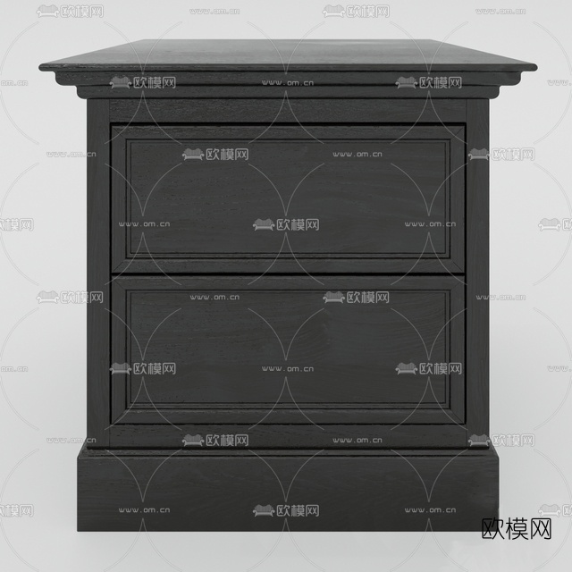 现代实木床头柜免费3d模型下载