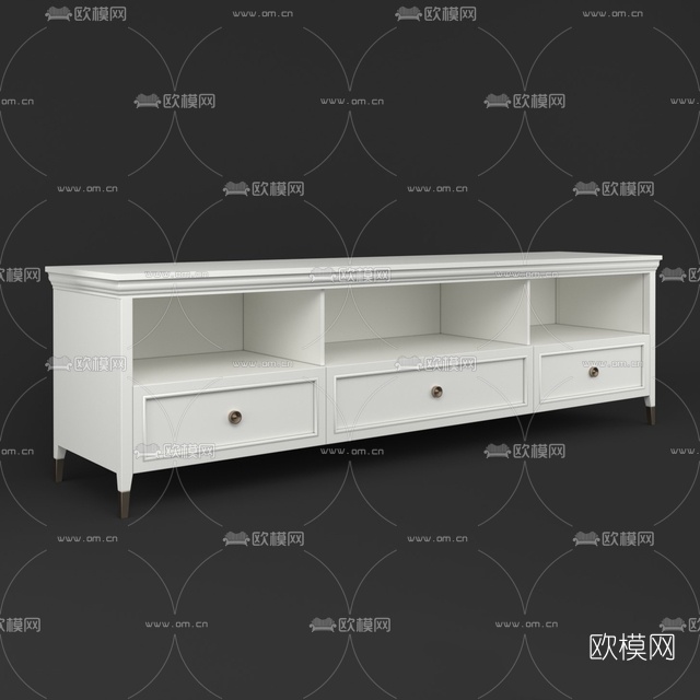 现代实木电视柜免费3d模型下载