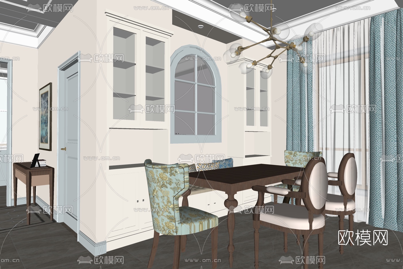美式餐厅免费su模型下载
