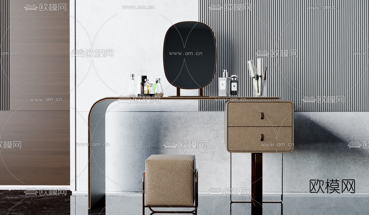 现代轻奢梳妆台su模型下载