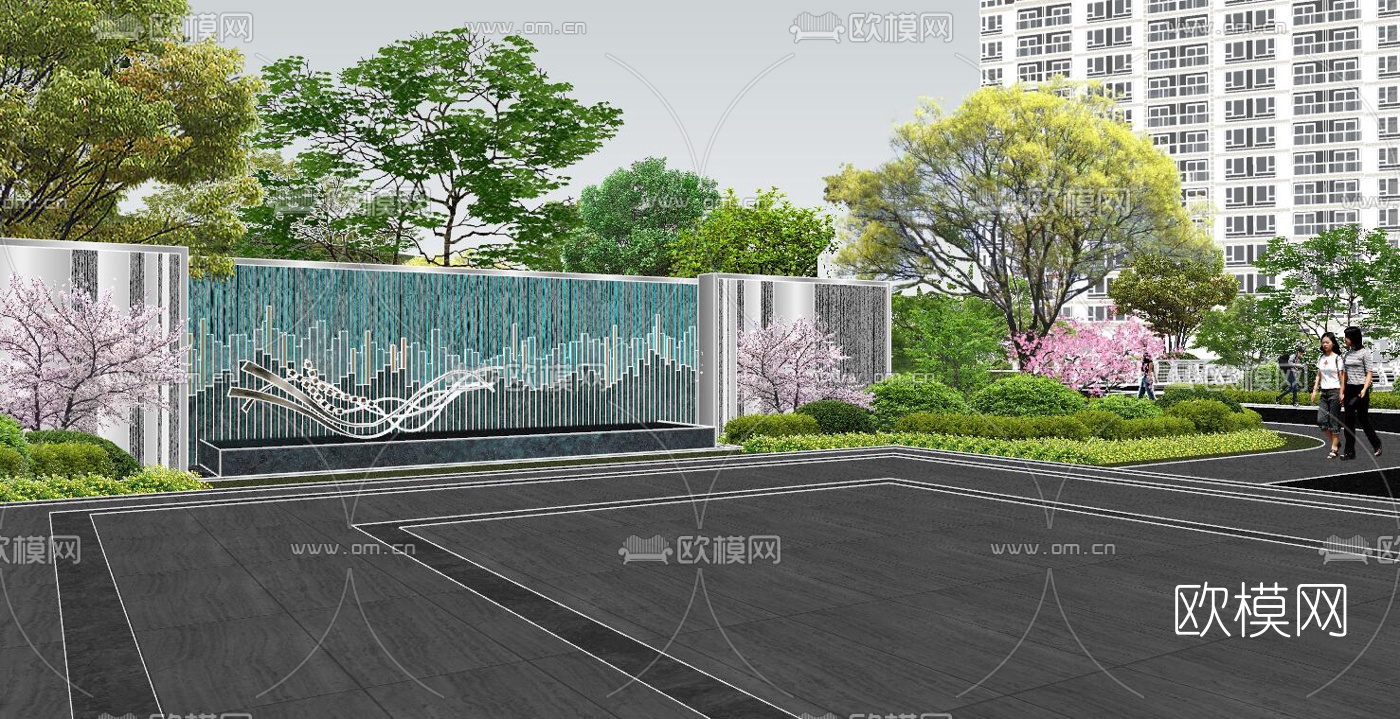 现代商业街su模型
