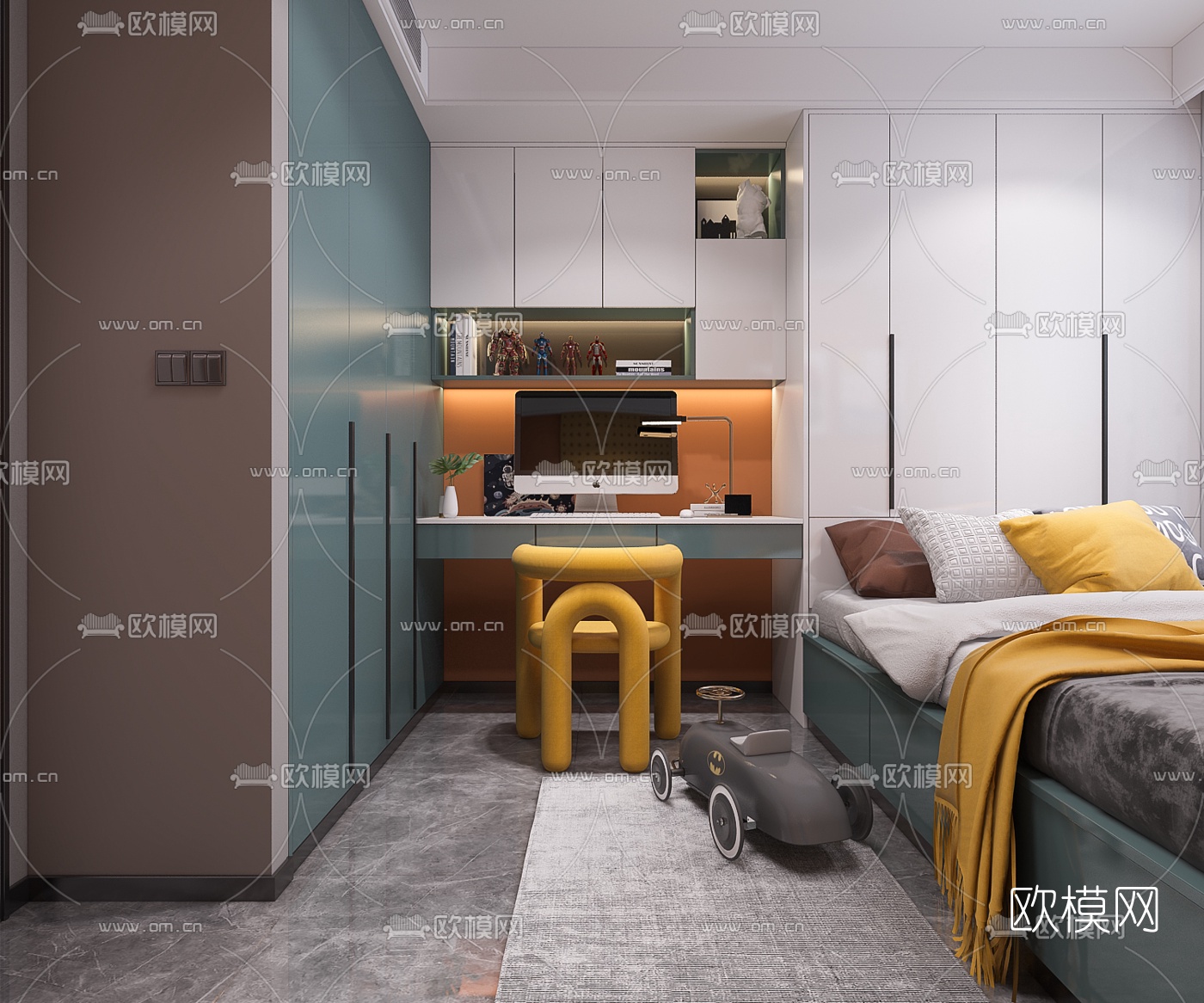 现代榻榻米小孩房卧室3d模型