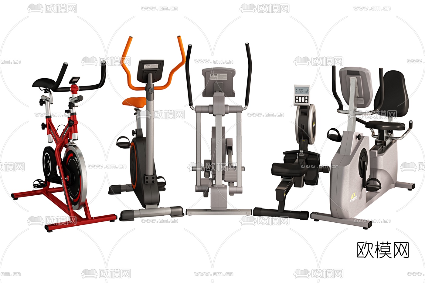 现代动感单车健身器材3d模型下载