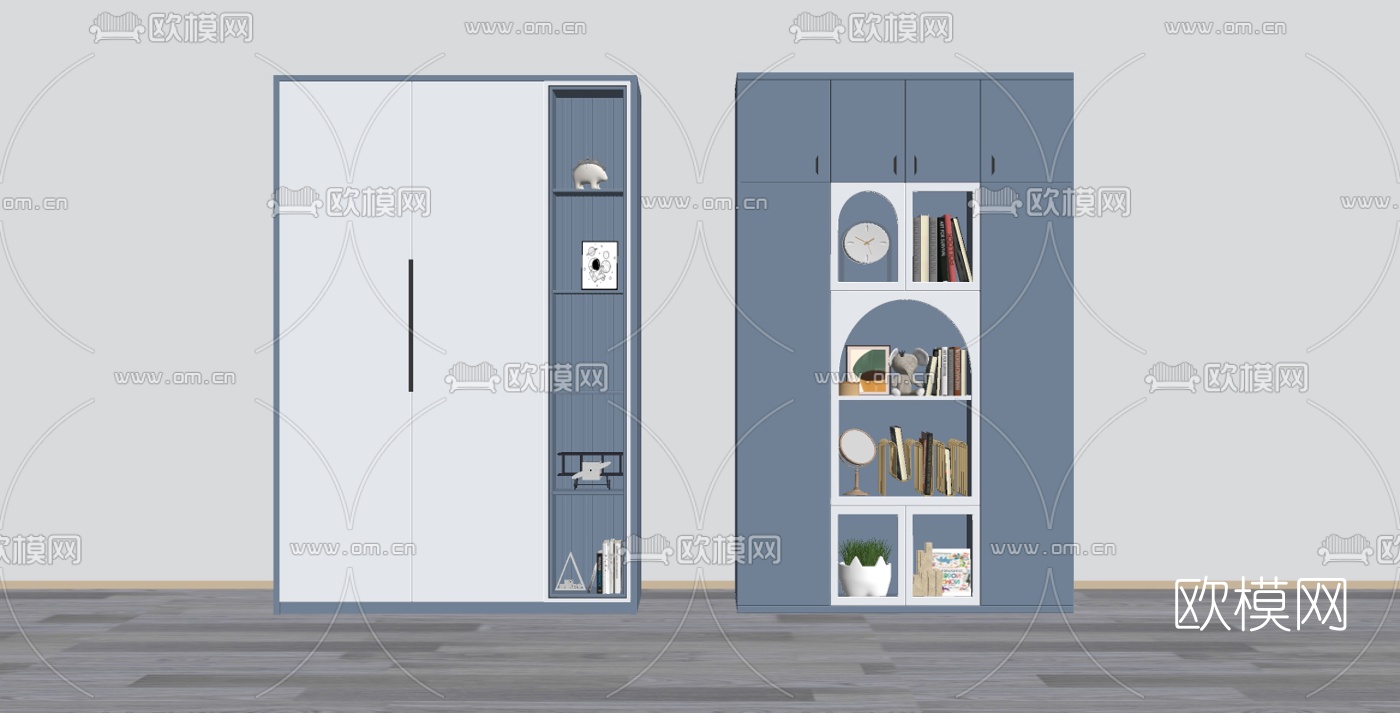 现代儿童衣柜su模型下载